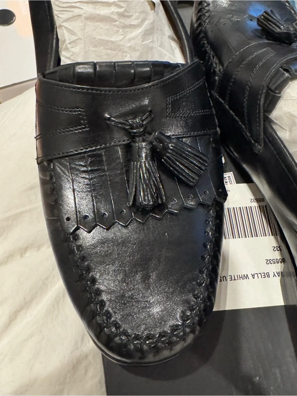 Johnston & Murphy classic Black Kiltie Tassel Loafers soft leather size 12M